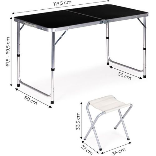 ModernHome Sklopivi sto za kampovanje + 4 stolice crni HTA120R+4S BLACK slika 6