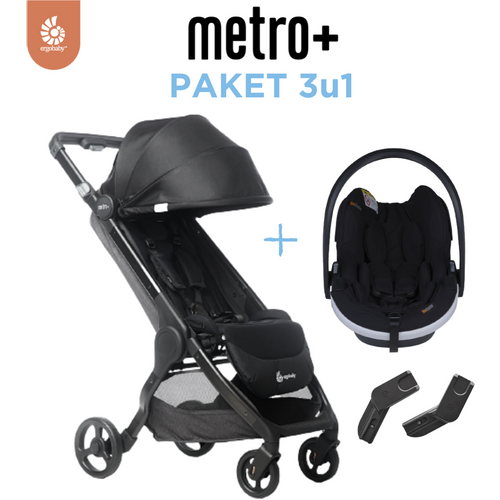 Ergobaby Metro+ kompaktna gradska kolica, Crna + BeSafe autosjedalica iZi Go Modular X1 i-Size (40-75 cm), Black cab + Metro+ Adapteri za auto slika 1