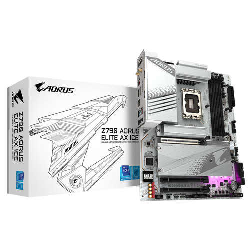 Gigabyte Z790 A ELITE AX ICE LGA1700, Z790 Chipset, DDR5 4x SMD DIMMs with XMP 3.0, 4xPCIe 4.0 x4 M.2 Connectors slika 1