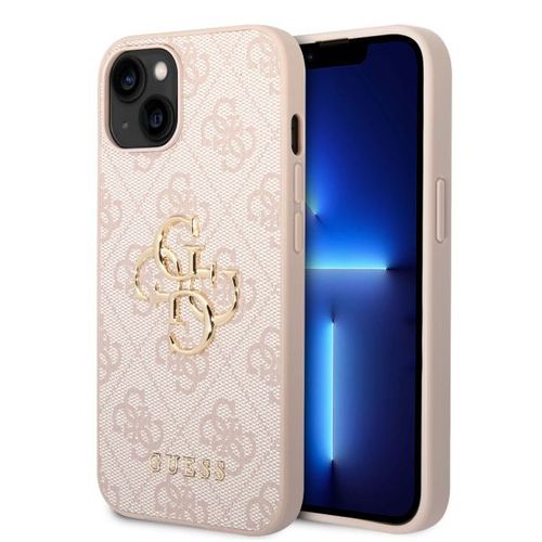 GUESS maska za iPhone 15 Plus LEATHER 4G METAL LOGO PINK slika 1