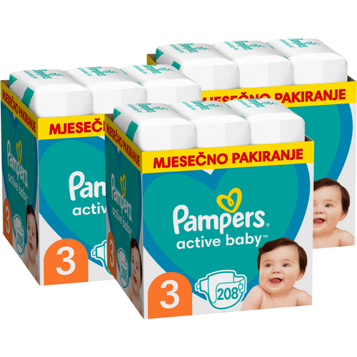 Pampers Active Baby - XXL Mjesečno Pakiranje Pelena 3 PACK slika 1
