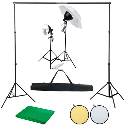 Fotografska oprema sa setom svjetiljki, pozadinom i reflektorom slika 1