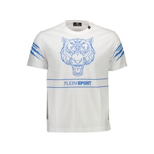 PLEIN SPORT WHITE MEN'S SHORT SLEEVE T-SHIRT