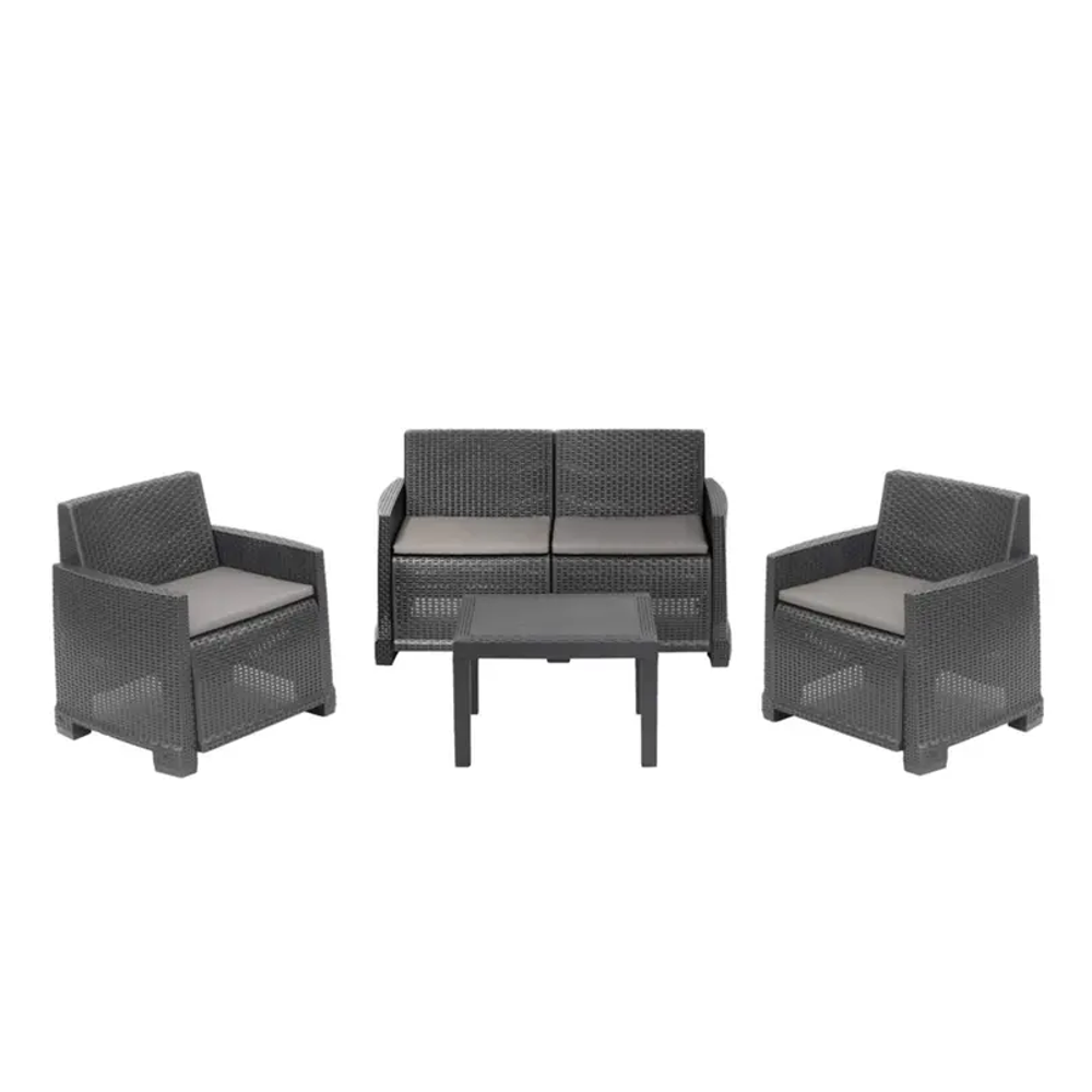 Set Iseo rattan antracit sa jastukom slika 1