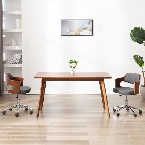 Okretna uredska stolica od savijenog drva i tkanine siva slika 1