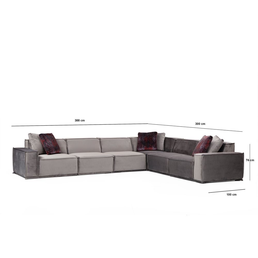 Lego Corner 2 (L1-O1-O1-C-O1-1R) Sivi Kutni Sofa slika 10