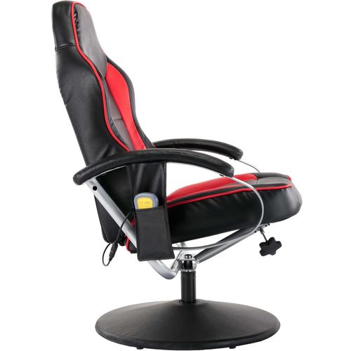 Masažna fotelja od umjetne kože s osloncem za noge crno-crvena slika 5