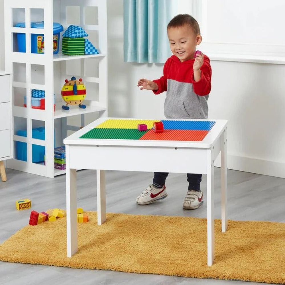 Kinder Home Drveni dvostrani dječiji sto sa dvije stolice, Bijeli/Sivi slika 7