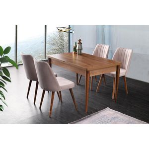 Ahşap Kelebek - 1231 Walnut Extendable Dining Table