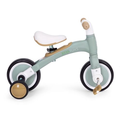 ECOTOYS Balans Bicikl sa Pedalama i Pomoćnim Točkovima 3u1 - Green slika 4