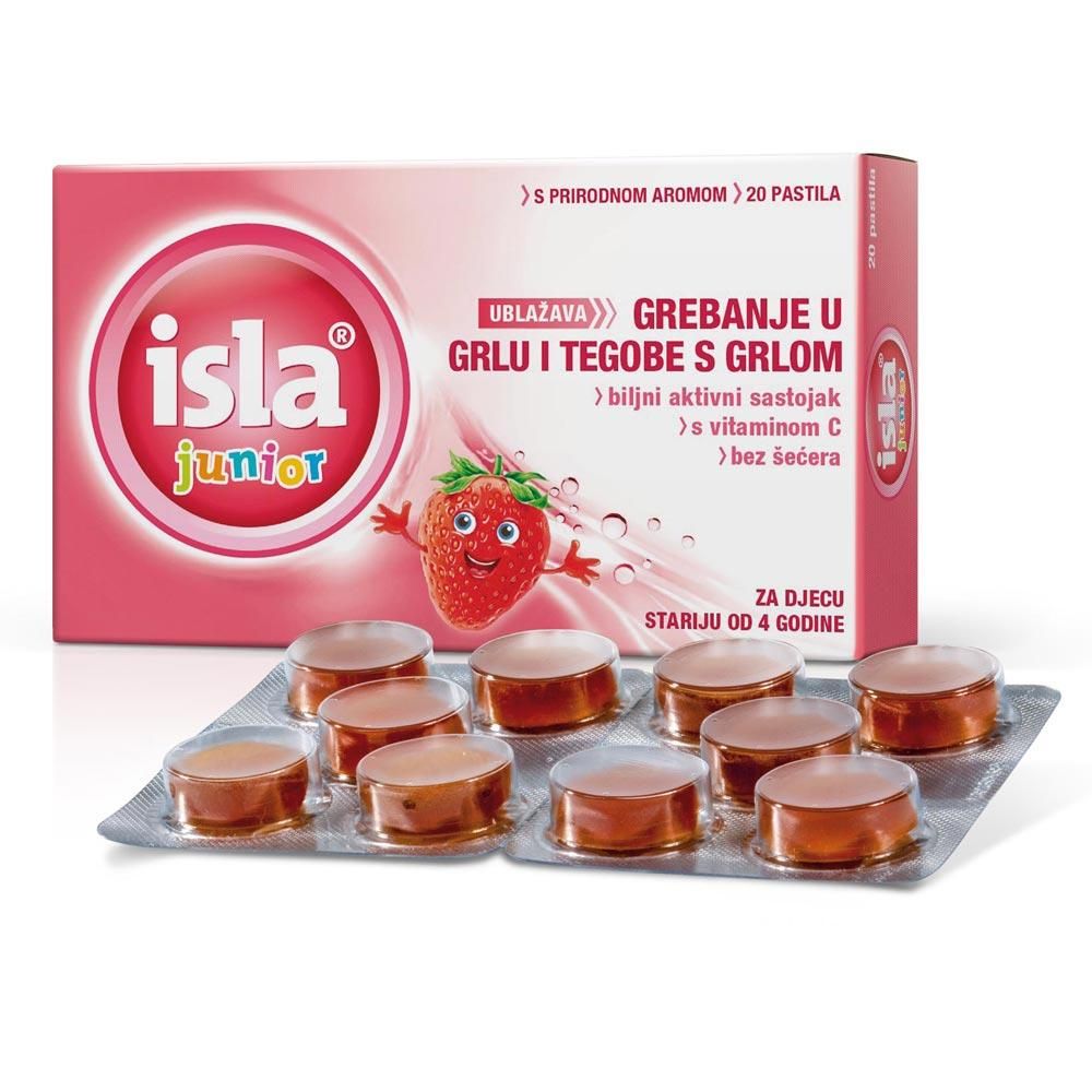 ISLA JUNIOR PASTILE A 20 - Pastile za grlo s aromom jagode slika 1