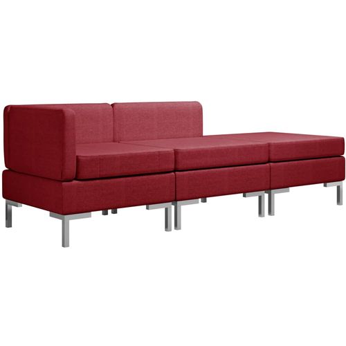 3-dijelni set sofa od tkanine crvena boja vina slika 2