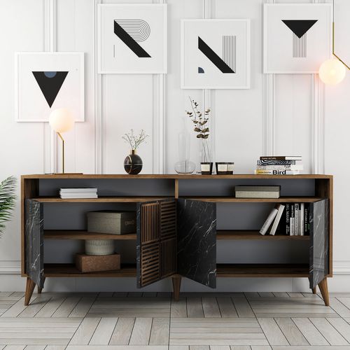 Milan - Walnut, Black Marble Walnut
Black Console slika 3