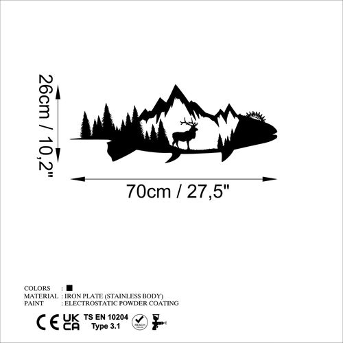 Wallity Metalna zidna dekoracija, Mountain And Deer slika 6