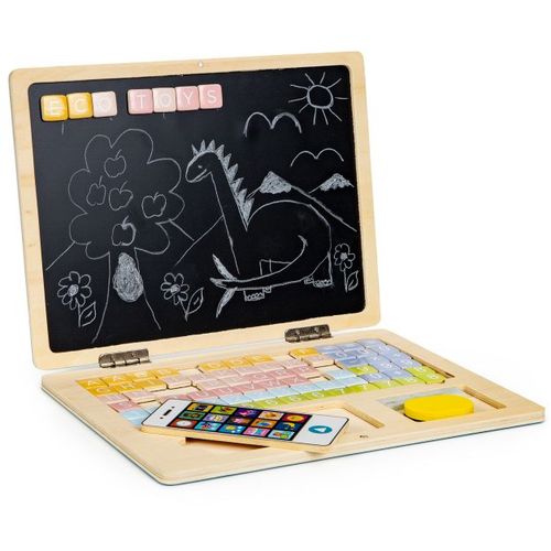 EcoToys edukativni laptop za crtanje 2u1 sa 78 magneta bijeli slika 4