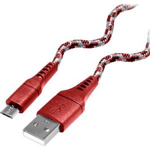 Transmedia Flexible red cable USB type A plug to Micro USB B plug, 1m