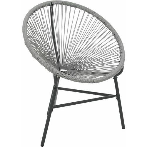 Vrtna okrugla stolica od poliratana siva slika 9