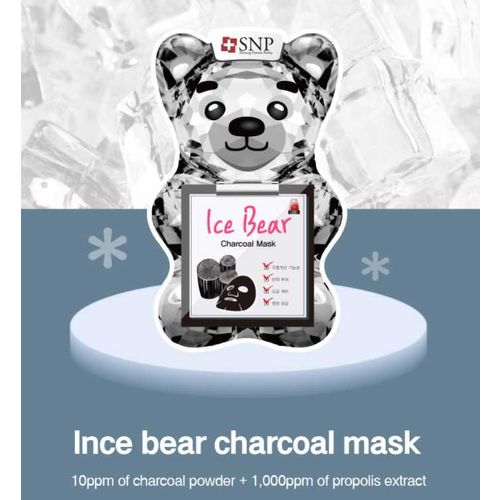 SNP Ice Bear Charcoal Mask 33ml za učvšćivanje i elastičnost kože, sužava pore slika 2
