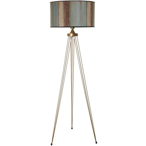 Star Eskitme Lambader Silindir Renkli Abajurlu Copper Floor Lamp slika 2