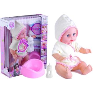 Lutka beba u ogrtaču bijelo-rozi