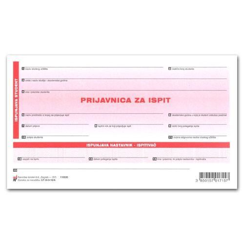 XI-9-16/A PRIJAVNICA ZA POLAGANJE ISPITA; List, 17 x 9,8 cm slika 2