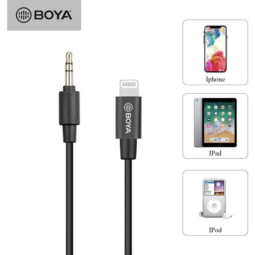 Boya 3.5mm Male TRRS to Male lightning adapter cable (20cm) slika 3