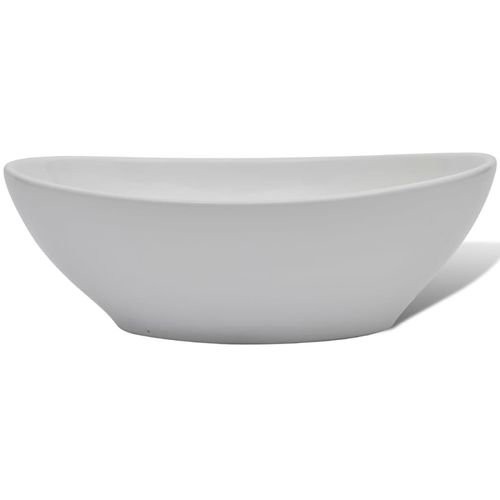 Umivaonik s miješalicom keramički ovalni bijeli slika 38