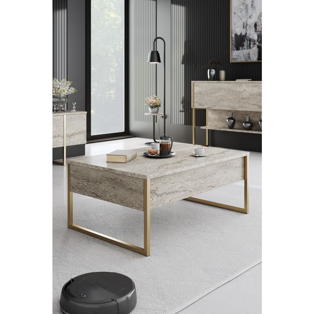 Stol za kafu 'Luxe' - Travertin Zlatni slika 1