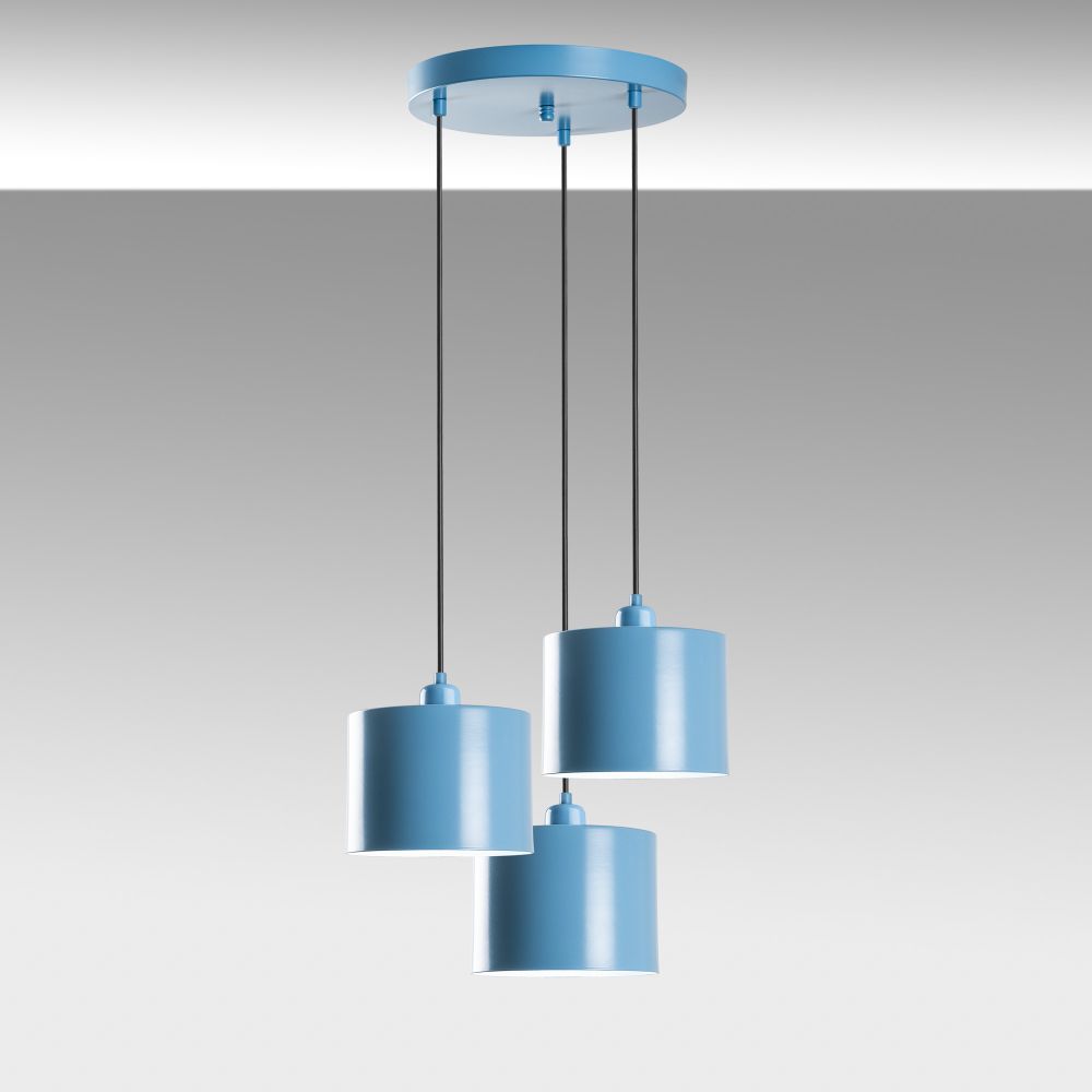 Luster Duz 195Light Blue sa 3 Plafonjere - Svijetloplavi slika 5