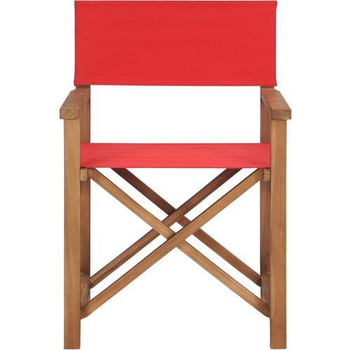Redateljska stolica od masivne tikovine crvena slika 2