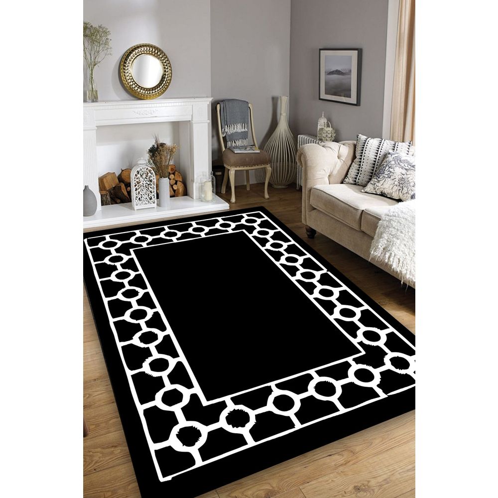 Elegantni Crno-Bijeli Hodnik Tepih Bague Black (80 x 150 cm) slika 1