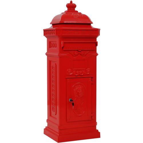 Poštanski sandučić sa stupom u vintage stilu nehrđajući crveni slika 37