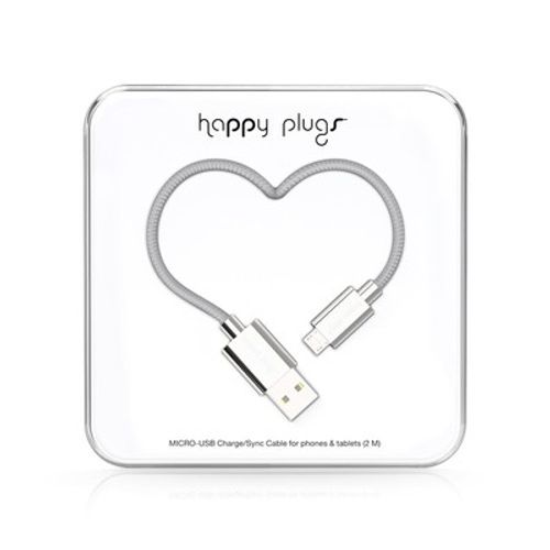 Happy Plugs, Micro Usb kabel 2.0m, Silver slika 1