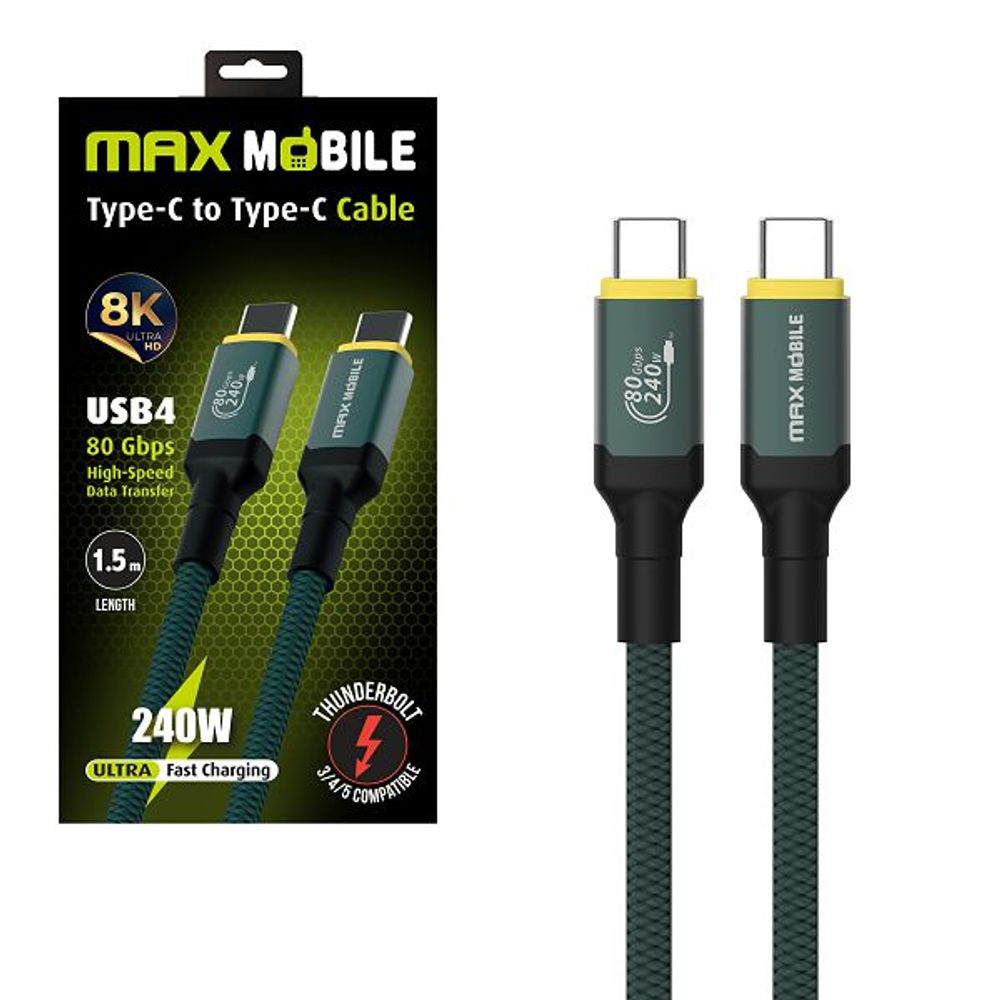 MAXMOBILE DATA KABEL TYPE C-TYPE C RDD3238 Thunderbolt 5, 240W,80Gbps,8k, 1.50m slika 1