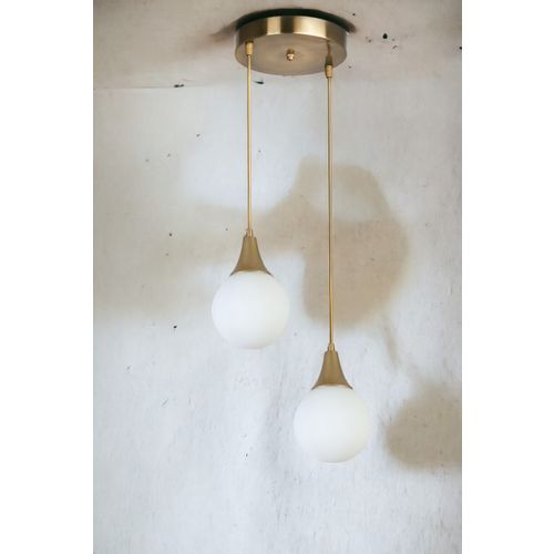 Afra 2 Li Tepsili Eskitme Beyaz Camlı Sarkıt White
Gold Chandelier slika 2