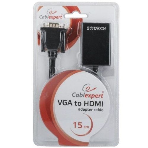 A-VGA-HDMI-01 Gembird VGA to HDMI and audio cable, single port, black WITH AUDIO slika 1