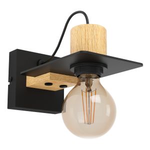 Eglo zidna lampa 'Bramerton' - E27, crna/smeđe drvo