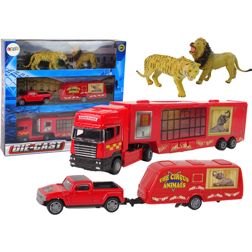 Set vozila transporteri cirkusnih životinja crveni slika 1