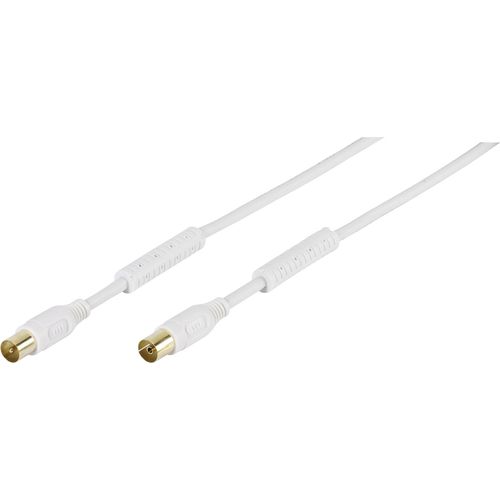 Vivanco antene priključni kabel [1x 75 Ω antenski ženski konektor - 1x 75 Ω antenski muški konektor] 5.00 m 110 dB pozlaćeni kontakti, s feritnom jezgrom bijela slika 2