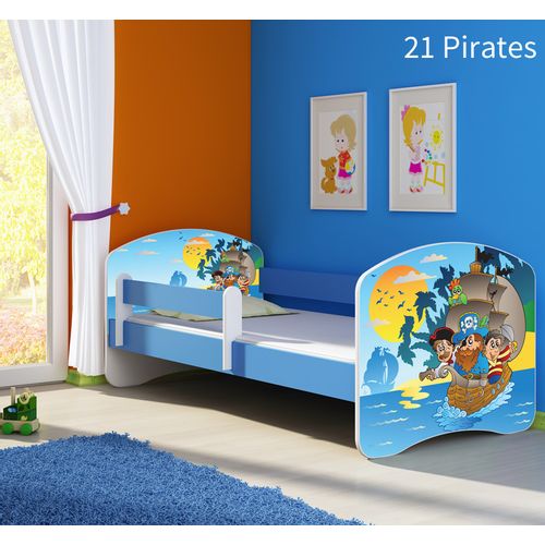 Dječji krevet ACMA s motivom, bočna plava 180x80 cm 21-pirates slika 1