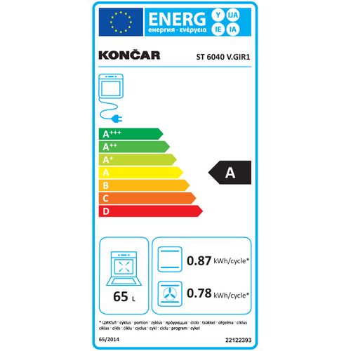 Končar štednjak ST 6040 V.GIR1 slika 3