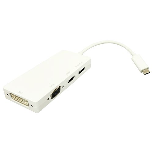 E-GREEN Adapter USB 3.1 tip C (M) - Display Port + HDMI + VGA + DVI (F) beli slika 1