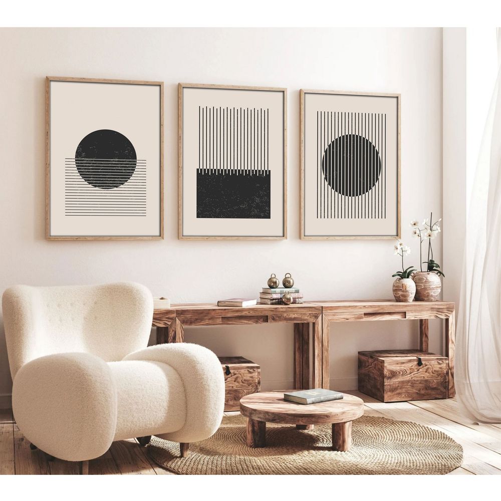 Huhu212 - Dekorativno Slikarstvo u Okviru od MDF-a, 50 x 70 cm, Višebojno (Set od 3 Komada) slika 3