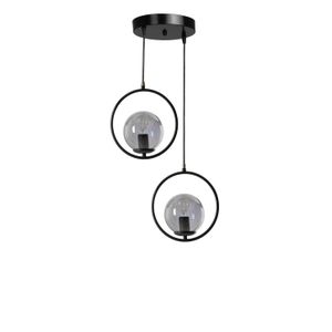 Ring 2 Li Tepsili Füme Camlı Siyah Sarkıt Black Chandelier