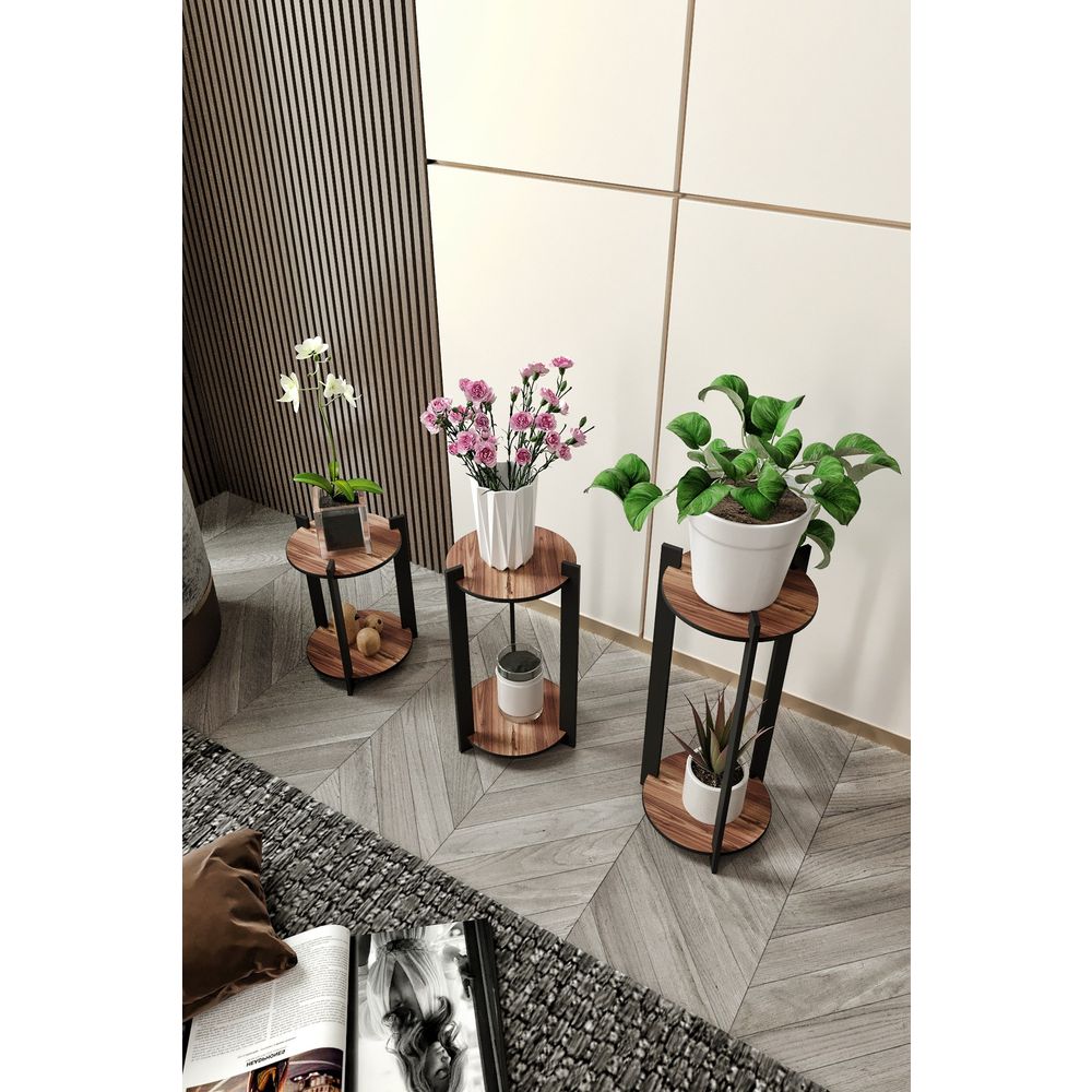 Stalak za biljke Flower Desk Round, boja Orah - izložbeni artikl (oštećenja ambalaža) slika 1