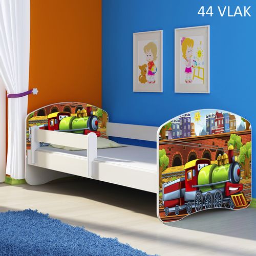 Dječji krevet ACMA s motivom, bočna bijela 160x80 cm 44-vlak slika 1