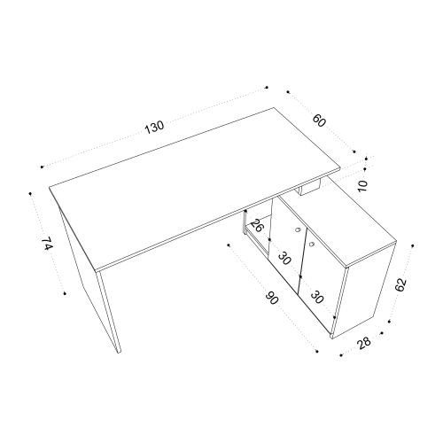 Hanah Home Bašak Radni Sto - Beli slika 6