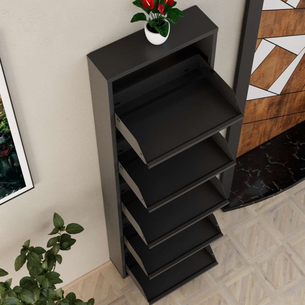 Kabinet za cipele - 5 komada, metalni, antracit boje slika 7