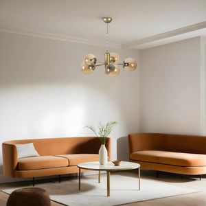 Luster Bankok 5L – eskitme nijansa sa staklenim kapama u amber gold boji - izložbeni artikl (oštećenja ambalaža)