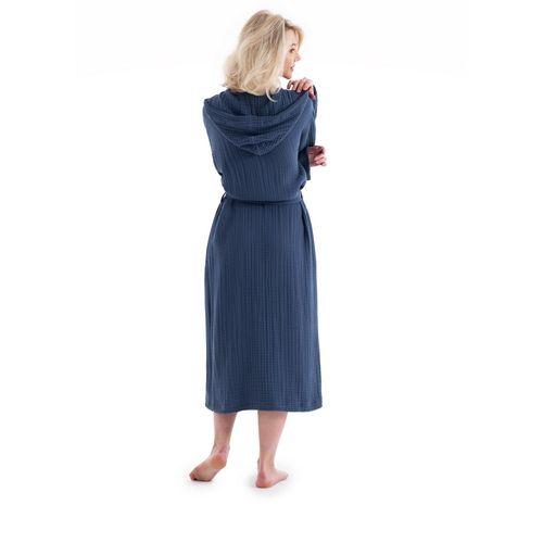 Muslin - Navy Blue Navy Blue Unisex Bathrobe slika 2